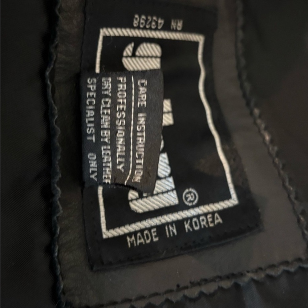 Funnel neck Black real Leather Jacket - Picture 7 of 7